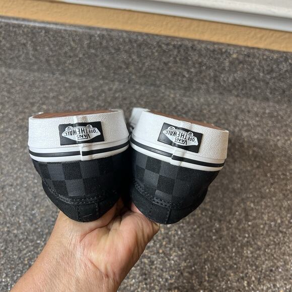 VANS Old Skool Classic Slip On Black Gray Check Canvas Skate Shoes Men's Size 10 - Picture 7 of 10